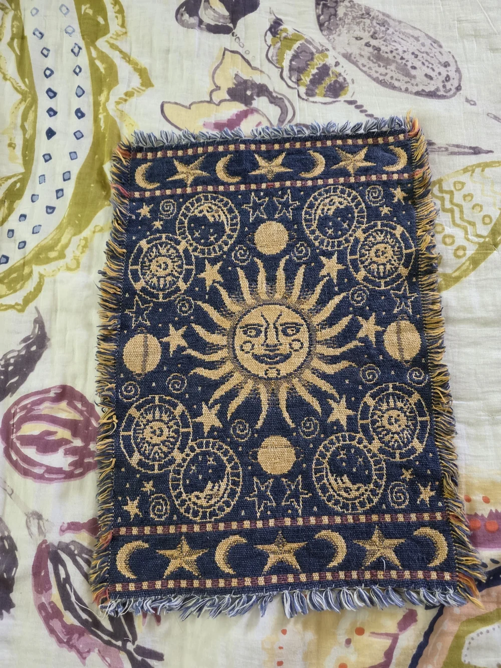Vintage Navy and Gold Celestial Table Runner